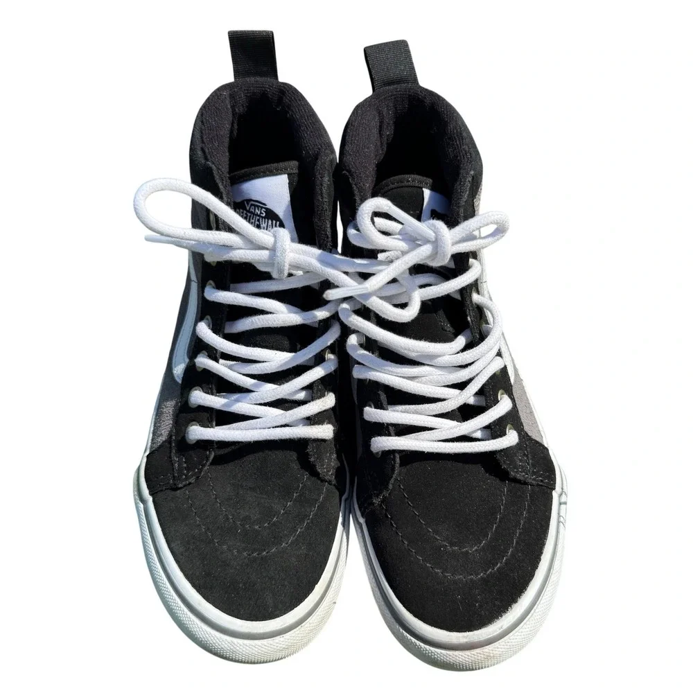 Vans Sk8-Hi High Top Sneakers Black Grey Suede Canvas Skate Shoes EUC